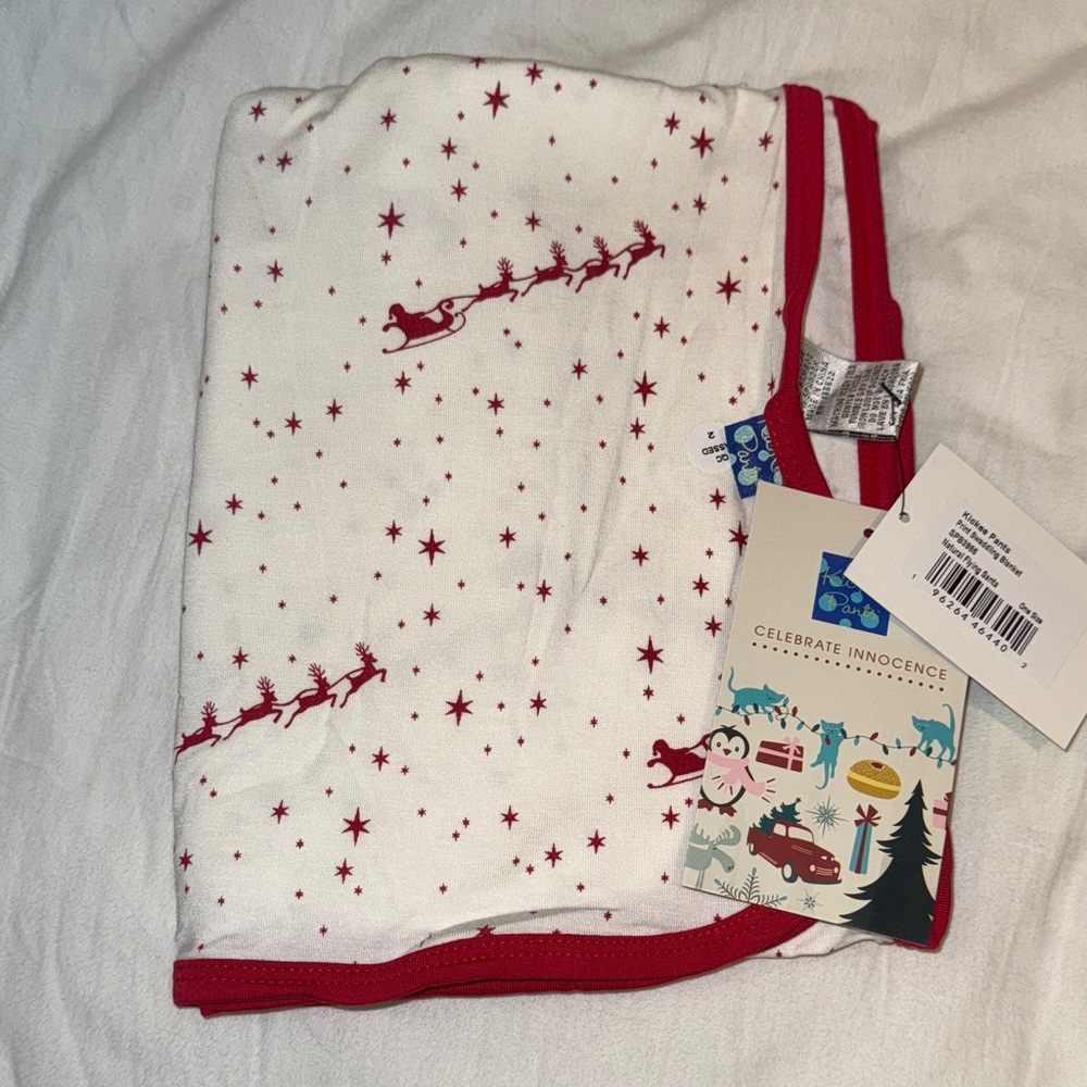 Kickee pants natural flying Santa swaddle blanket nwt